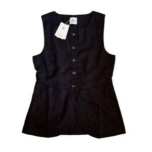 Posse "Emma" Linen Vest - Black